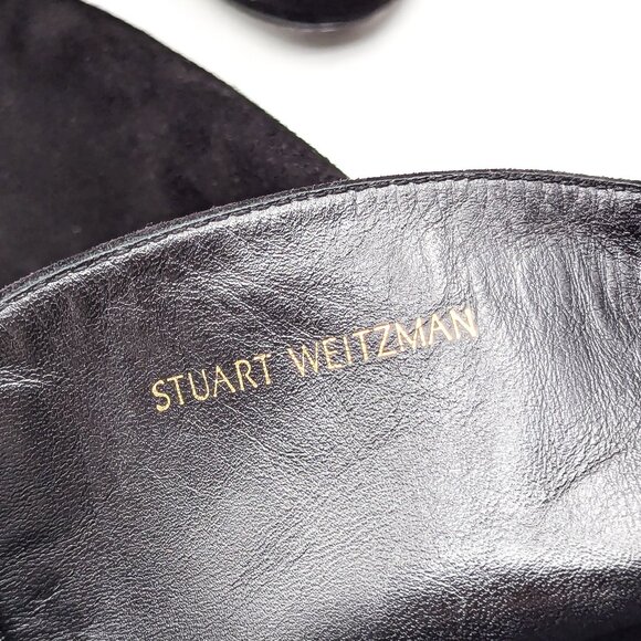 Stuart Weitzman Women Livia Black Suede Block Heel Tall Elastic Boots size 9 - Picture 9 of 11